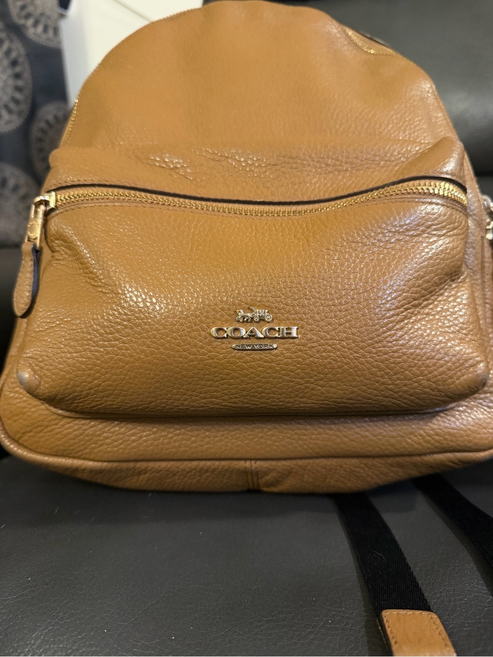 Coach Charlie Backpack Pebble in Leather F30550 Saddle Brown Size Med - Picture 2 of 12